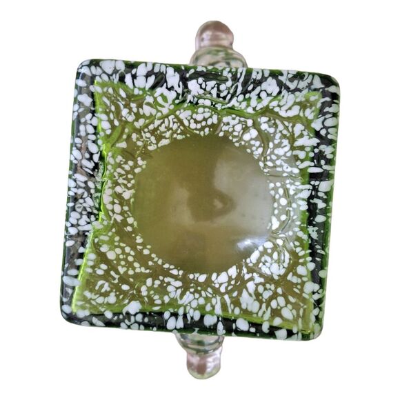 Mid Century Ice Bucket Crackle Art Glass Green Vase Mad Men Barware Vintage - Picture 9 of 10